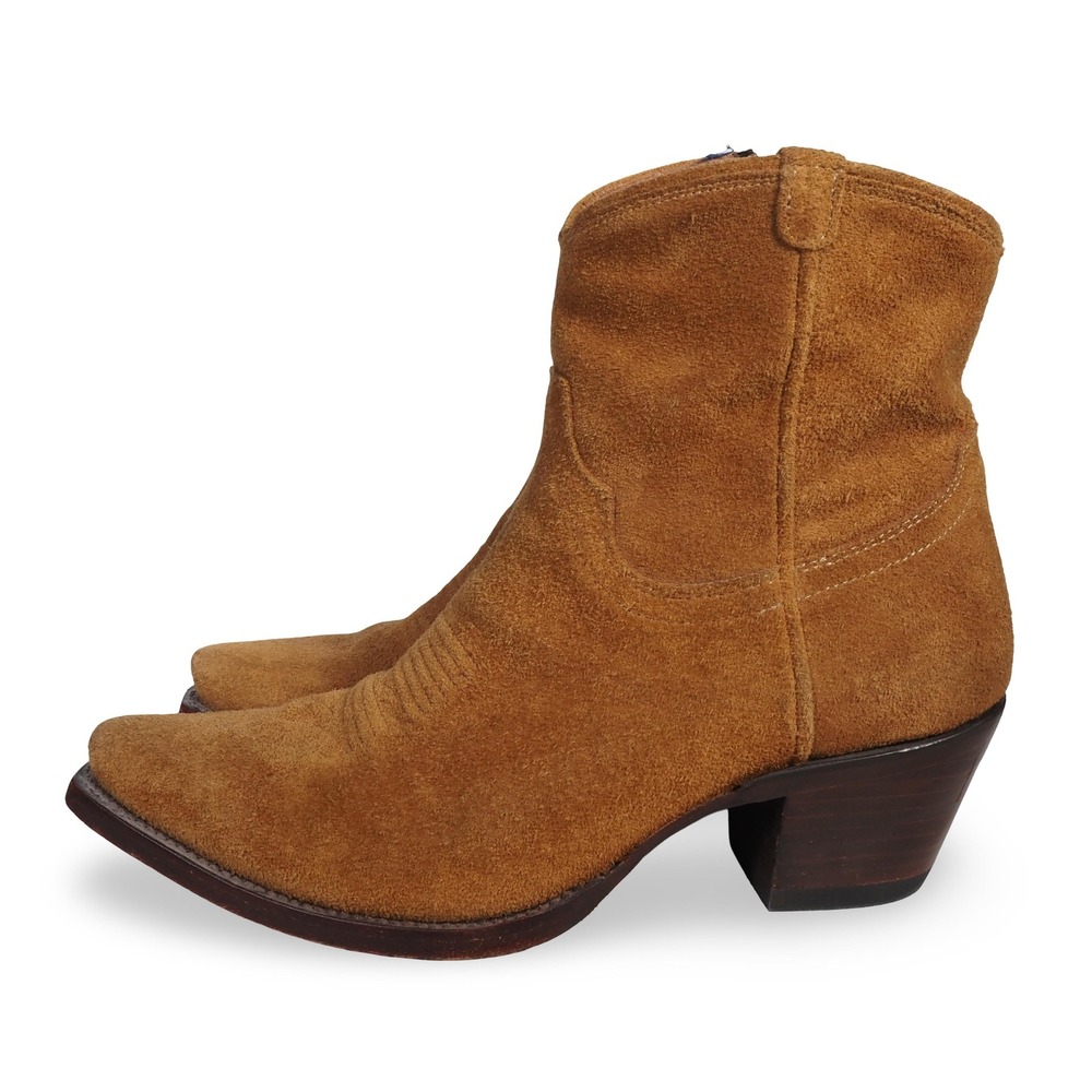 Tecovas The Daisy Sienna Suede Womens 8.5B Side Zip Ankle Western Boots Brown - Picture 2 of 11